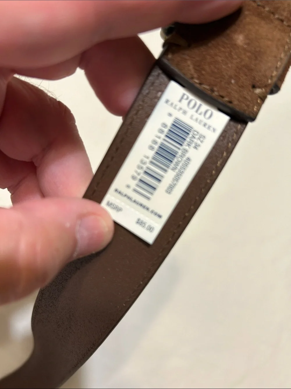 Polo by Ralph Lauren Brown Suede Belt with Brass Buckle